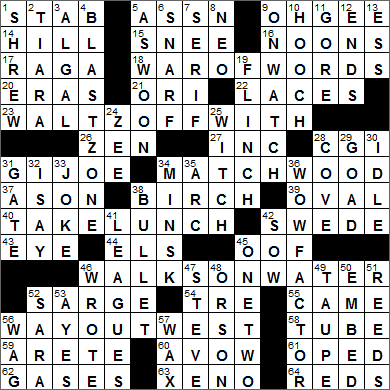 0711-16 New York Times Crossword Answers 11 Jul 16, Monday