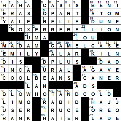 0725-16 New York Times Crossword Answers 25 Jul 16, Monday