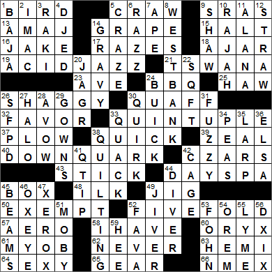 0810-16 New York Times Crossword Answers 10 Aug 16, Wednesday