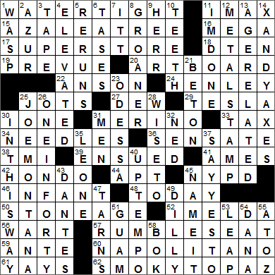 0820-16 New York Times Crossword Answers 20 Aug 16, Saturday