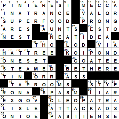 0826-16 New York Times Crossword Answers 26 Aug 16, Friday