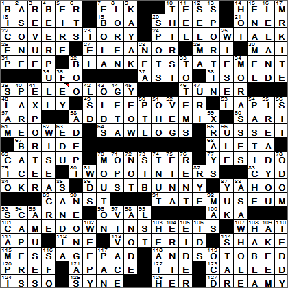 0911-16 New York Times Crossword Answers 11 Sep 16, Sunday