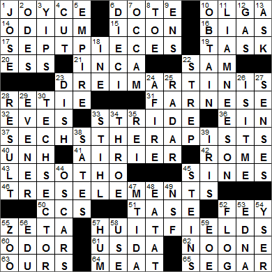 0922-16 New York Times Crossword Answers 22 Sep 16, Thursday