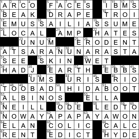 1020-16 New York Times Crossword Answers 20 Oct 16, Thursday