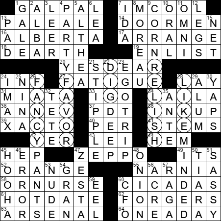 1012-16 New York Times Crossword Answers 12 Oct 16, Wednesday