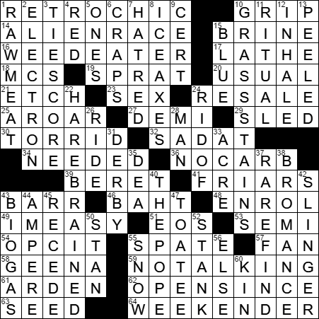 0114-17 New York Times Crossword Answers 14 Jan 17, Saturday