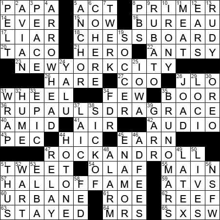 0207-17 New York Times Crossword Answers 7 Feb 17, Tuesday