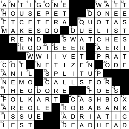 0408-17 New York Times Crossword Answers 8 Apr 17, Saturday