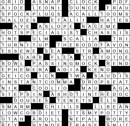 0430-17 New York Times Crossword Answers 30 Apr 17, Sunday
