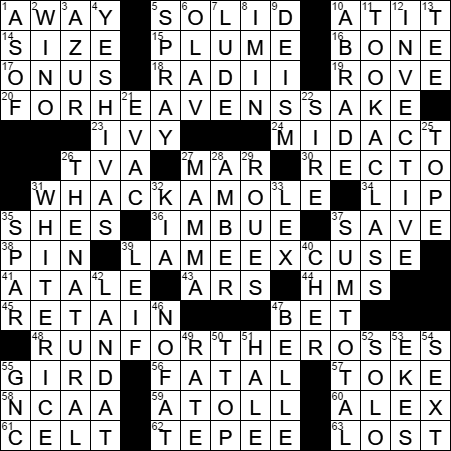 0420-17 New York Times Crossword Answers 20 Apr 17, Thursday