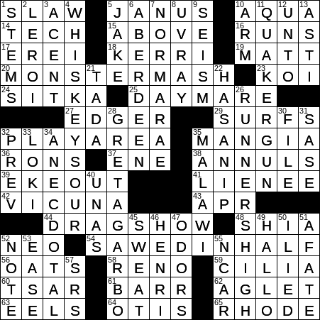 0419-17 New York Times Crossword Answers 19 Apr 17, Wednesday