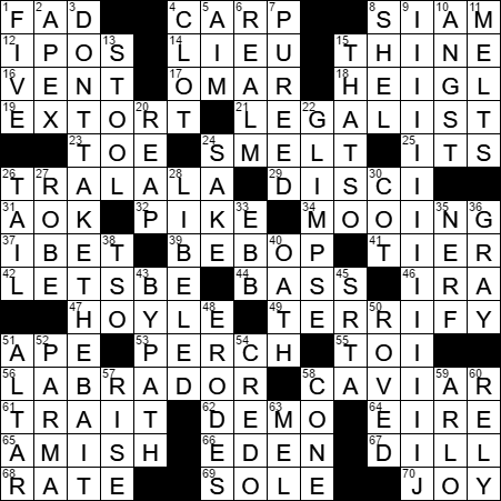 0531-17 New York Times Crossword Answers 31 May 17, Wednesday