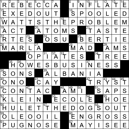 0720-17 New York Times Crossword Answers 20 Jul 17, Thursday