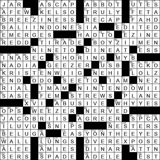 Pie Chart Lines Crossword