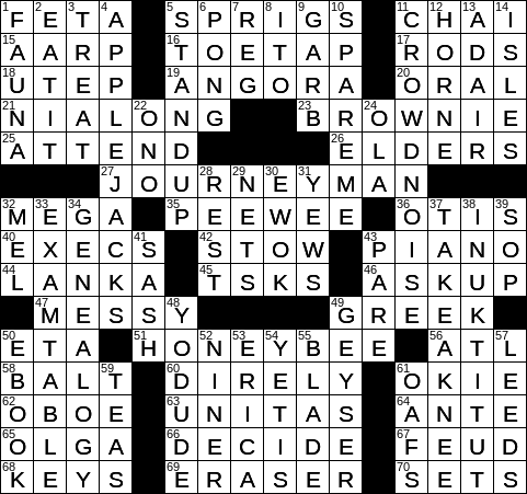 0116-20 NY Times Crossword 16 Jan 20, Thursday 