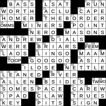 0227-20 NY Times Crossword 27 Feb 20, Thursday
