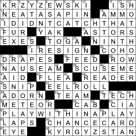 0801-20 NY Times Crossword 1 Aug 20, Saturday