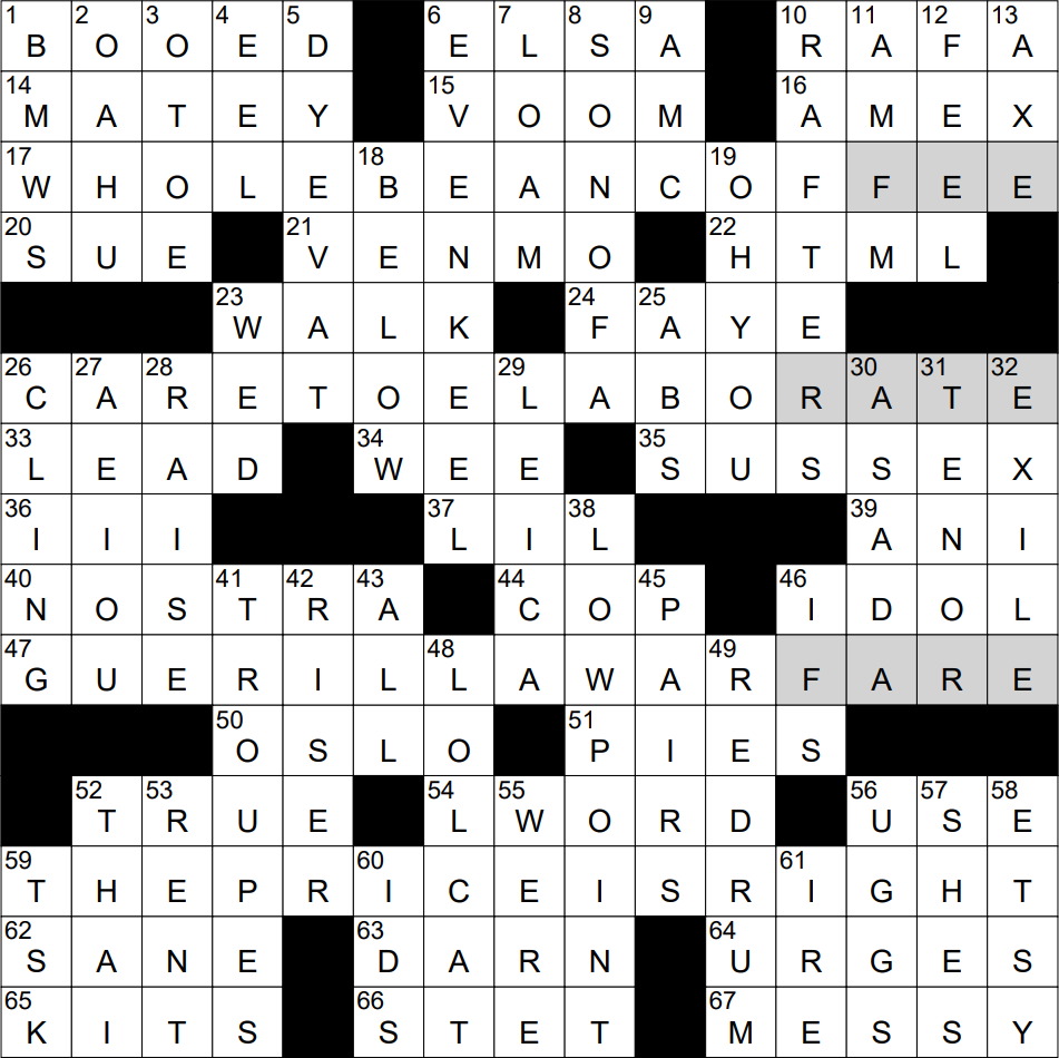 0801 22 NY Times Crossword 1 Aug 22 Monday NYXCrossword com