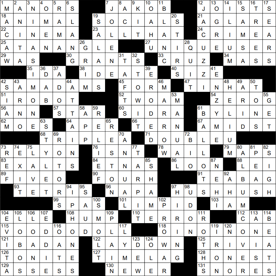 0807 22 NY Times Crossword 7 Aug 22 Sunday NYXCrossword com