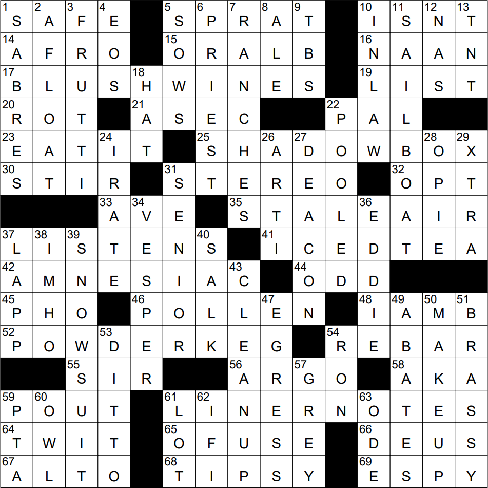 0808 22 NY Times Crossword 8 Aug 22 Monday NYXCrossword com