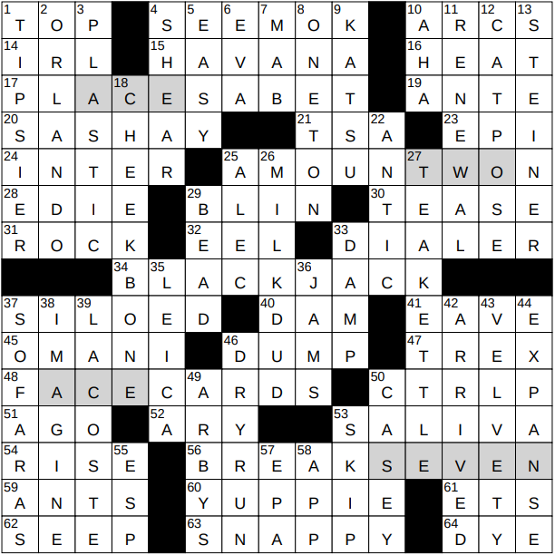 Crossword Blackout! XXII Quiz