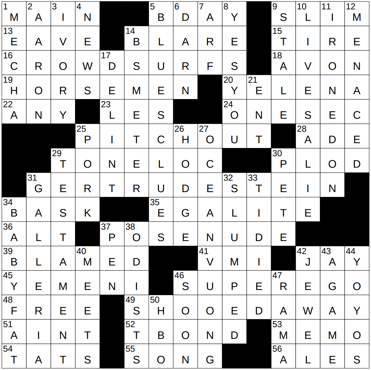 1001 22 NY Times Crossword 1 Oct 22 Saturday NYXCrossword com