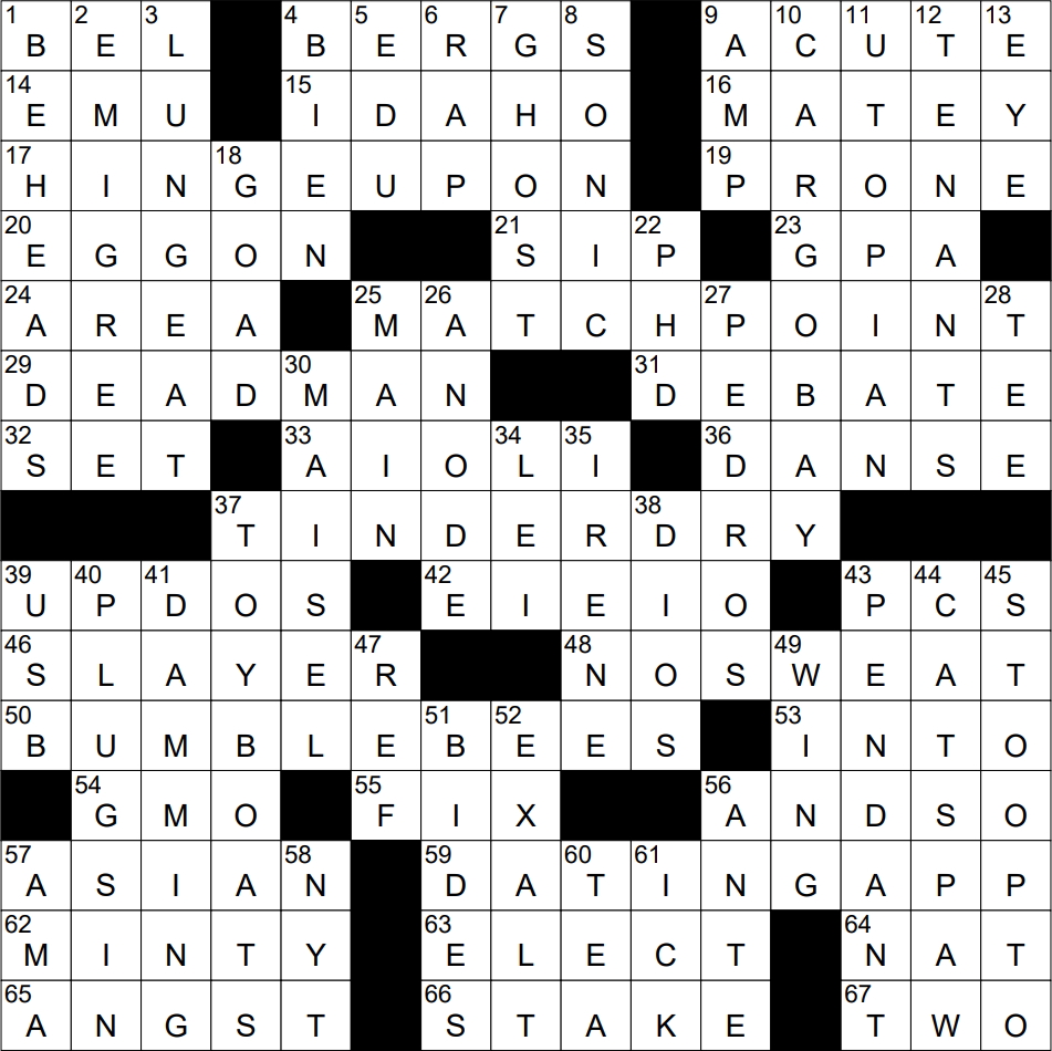 1003-22 NY Times Crossword 3 Oct 22, Monday 