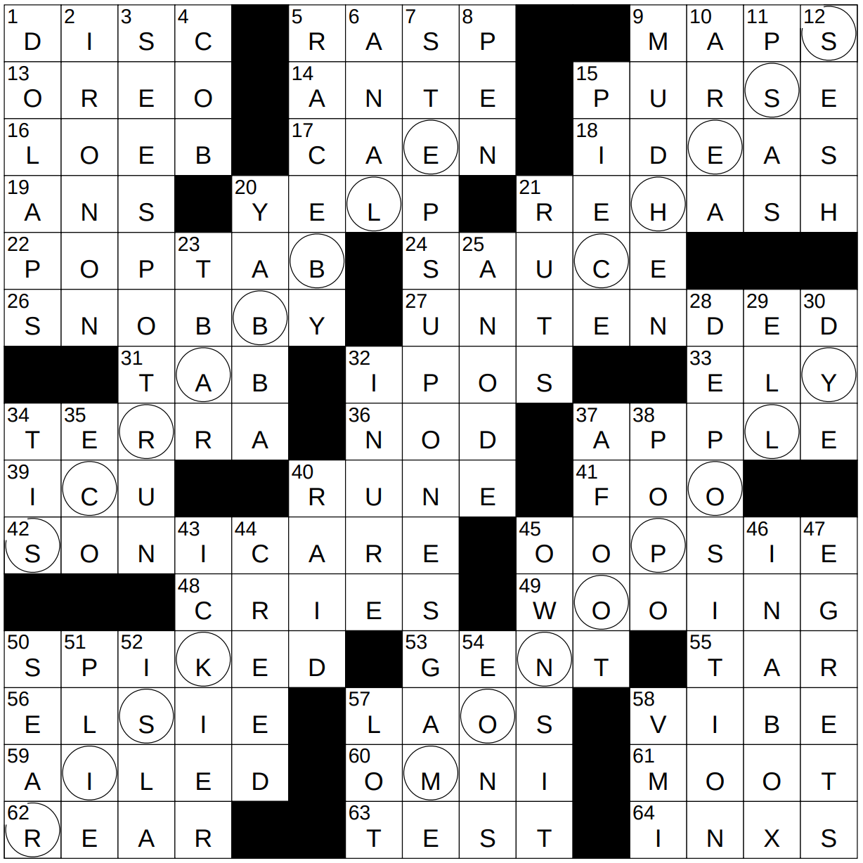 1025 22 NY Times Crossword 25 Oct 22 Tuesday NYXCrossword com