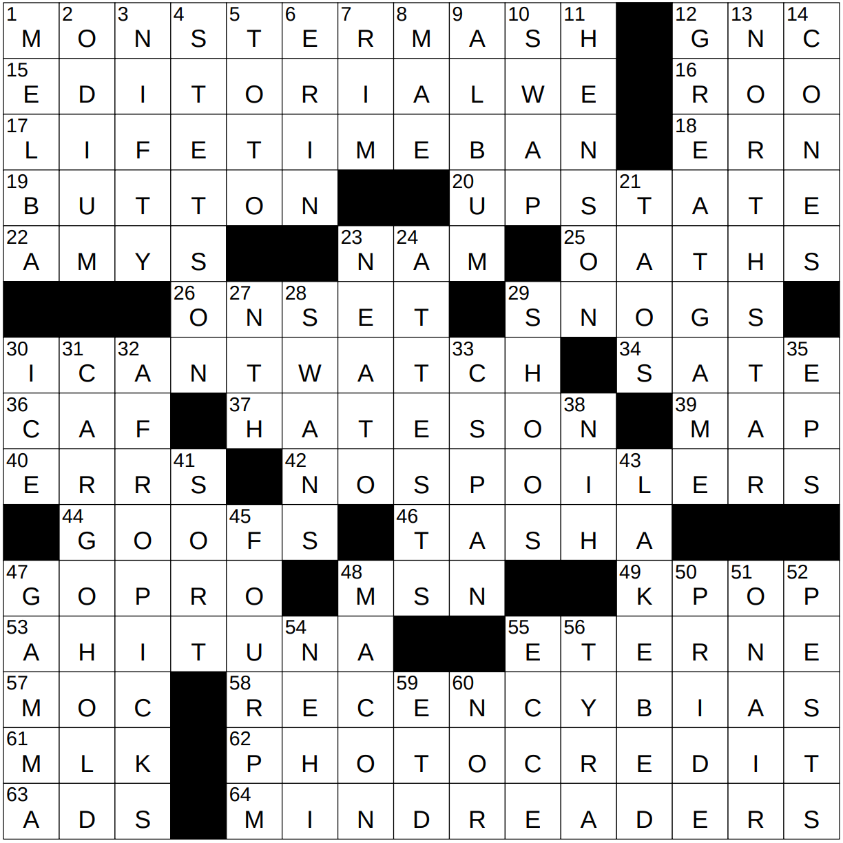 1202 22 NY Times Crossword 2 Dec 22 Friday NYXCrossword com