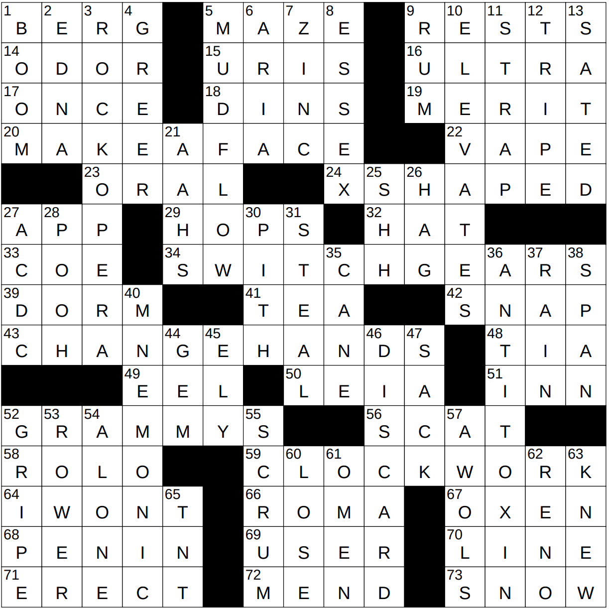1226 22 NY Times Crossword 26 Dec 22 Monday NYXCrossword com