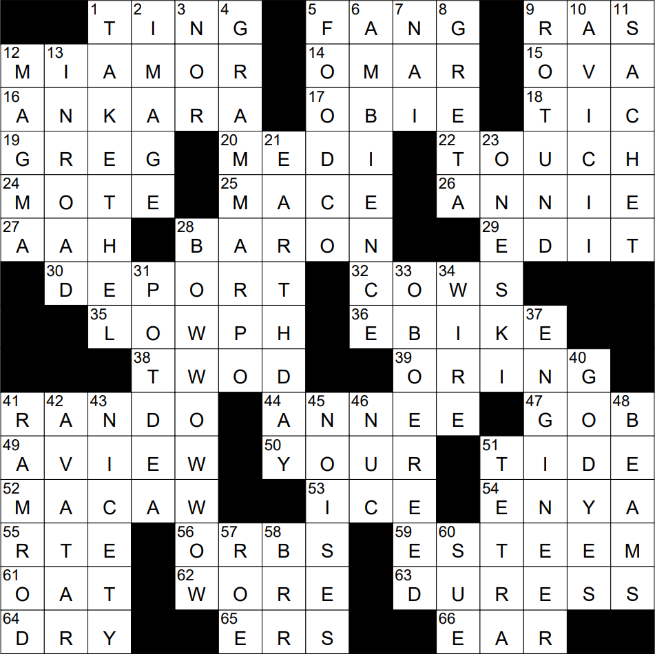 Grin and bare it crossword