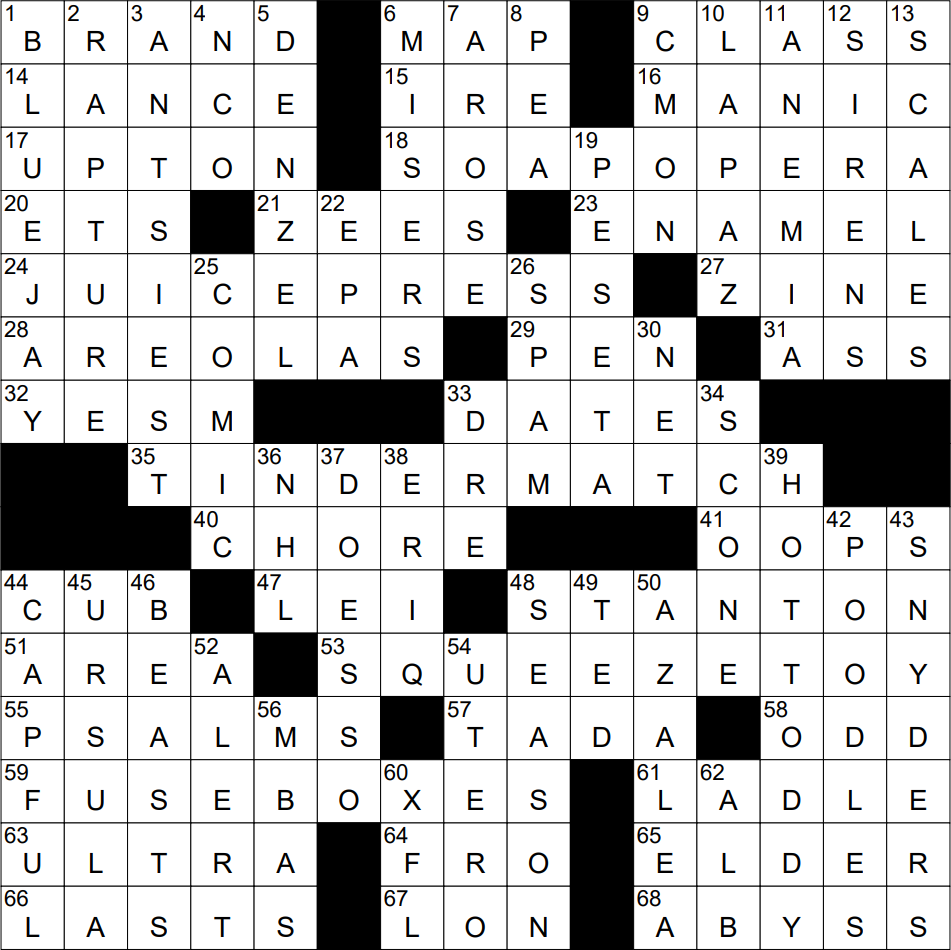 0220 23 NY Times Crossword 20 Feb 23 Monday NYXCrossword com