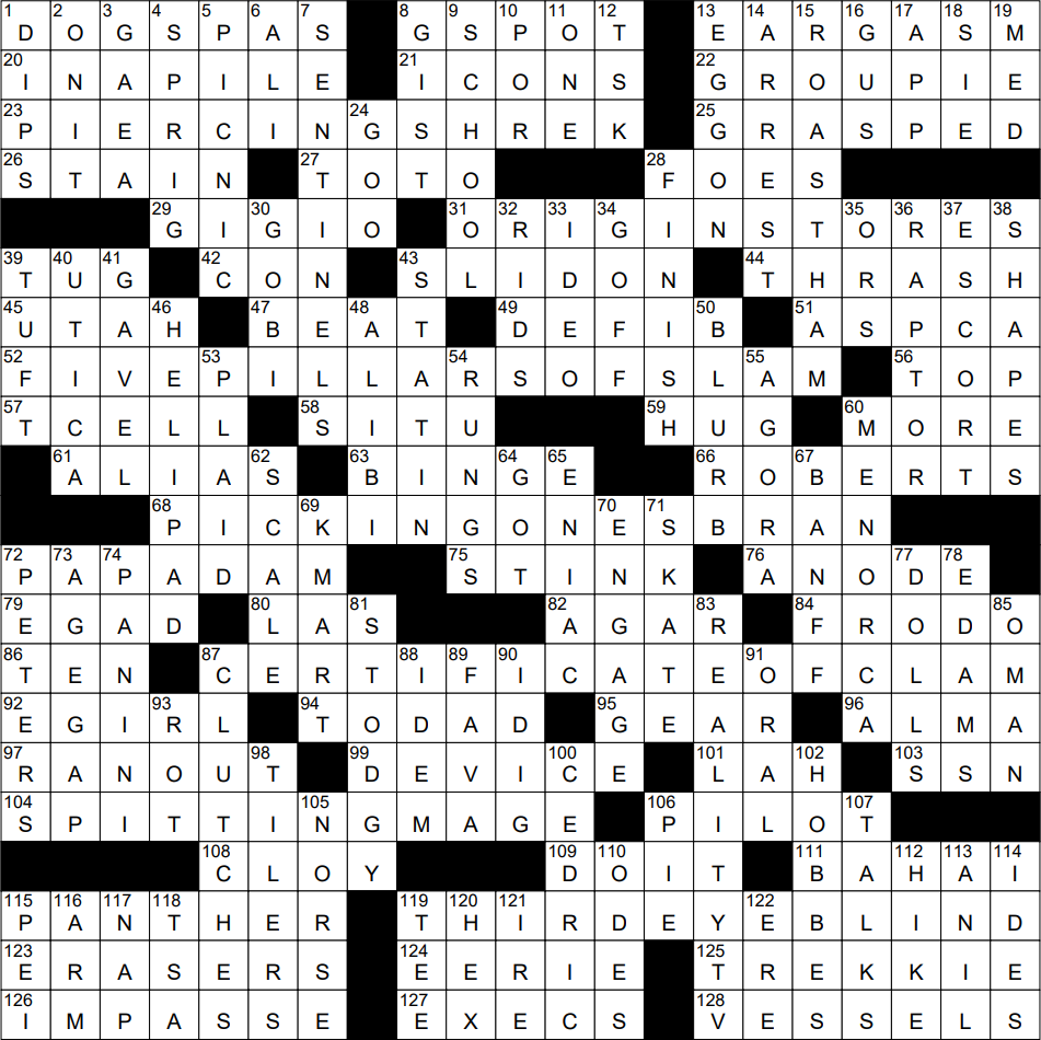 0326 23 NY Times Crossword 26 Mar 23 Sunday NYXCrossword com