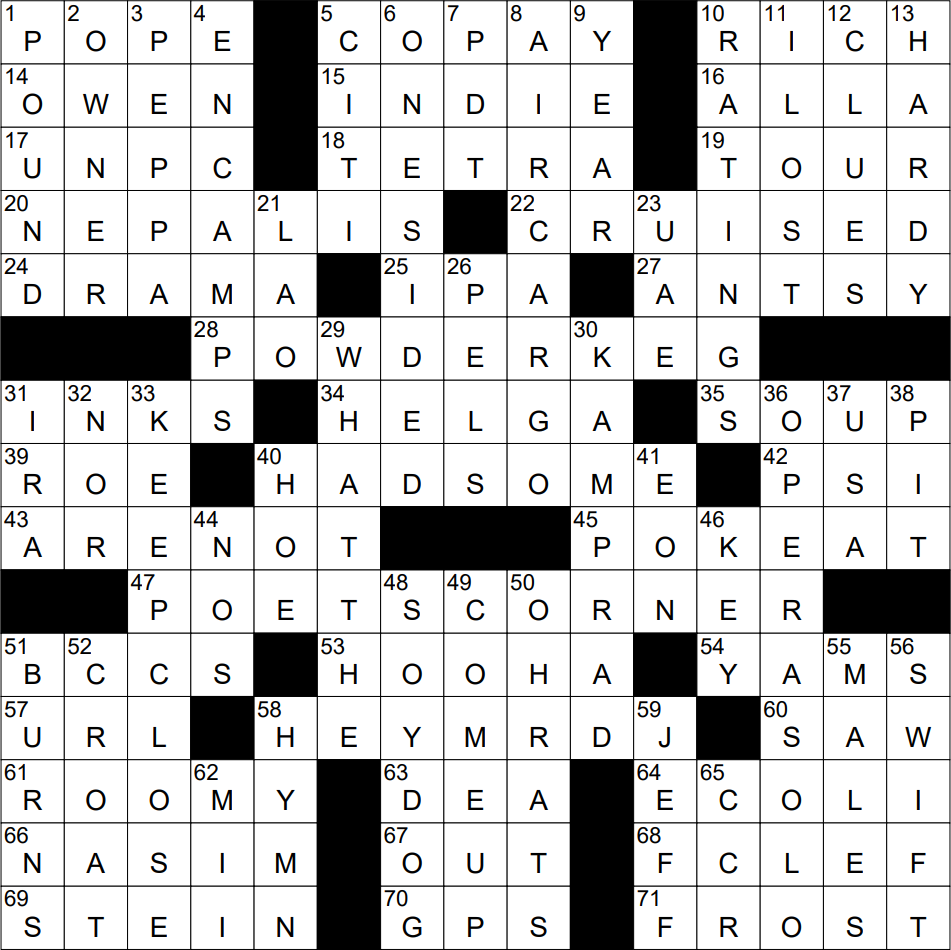 0419 23 NY Times Crossword 19 Apr 23 Wednesday NYXCrossword com
