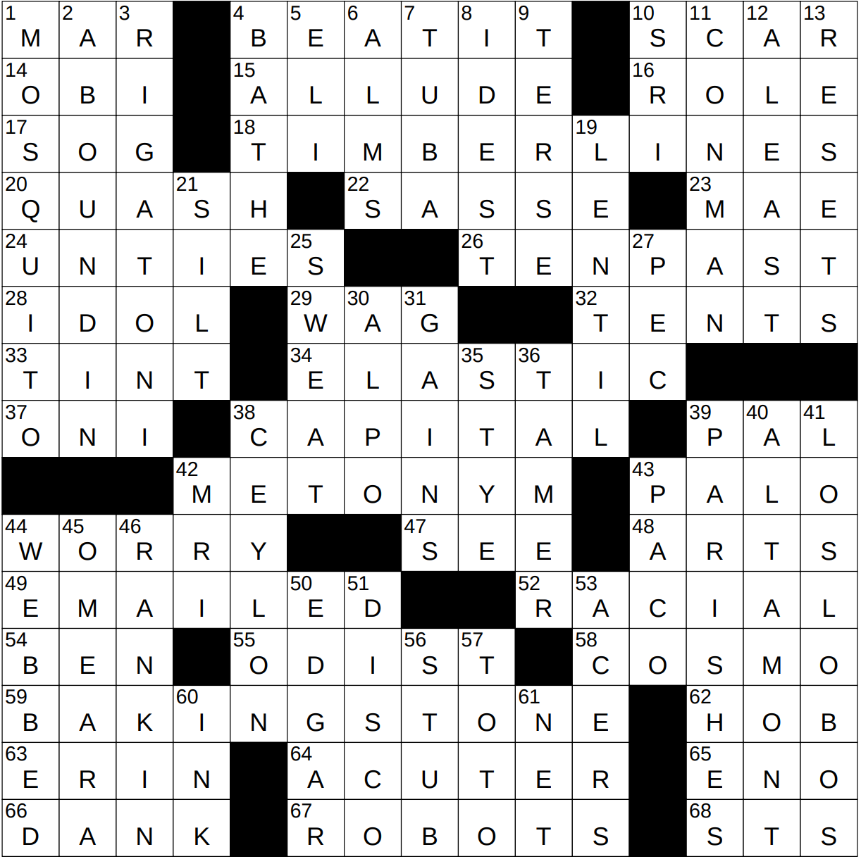 0504 23 NY Times Crossword 4 May 23 Thursday NYXCrossword com