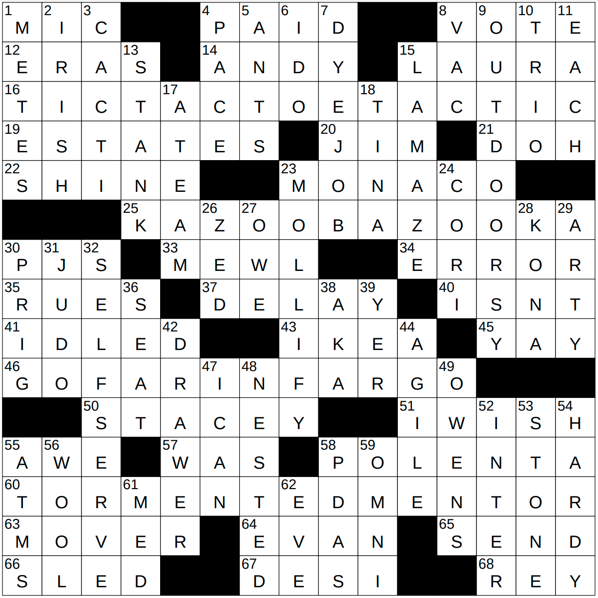 0802 23 NY Times Crossword 2 Aug 23 Wednesday NYXCrossword com