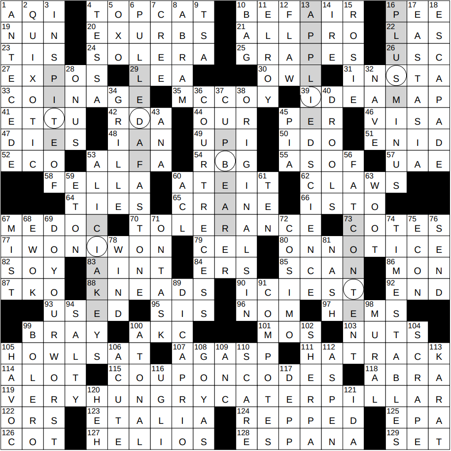 0825-19 NY Times Crossword 25 Aug 19, Sunday 