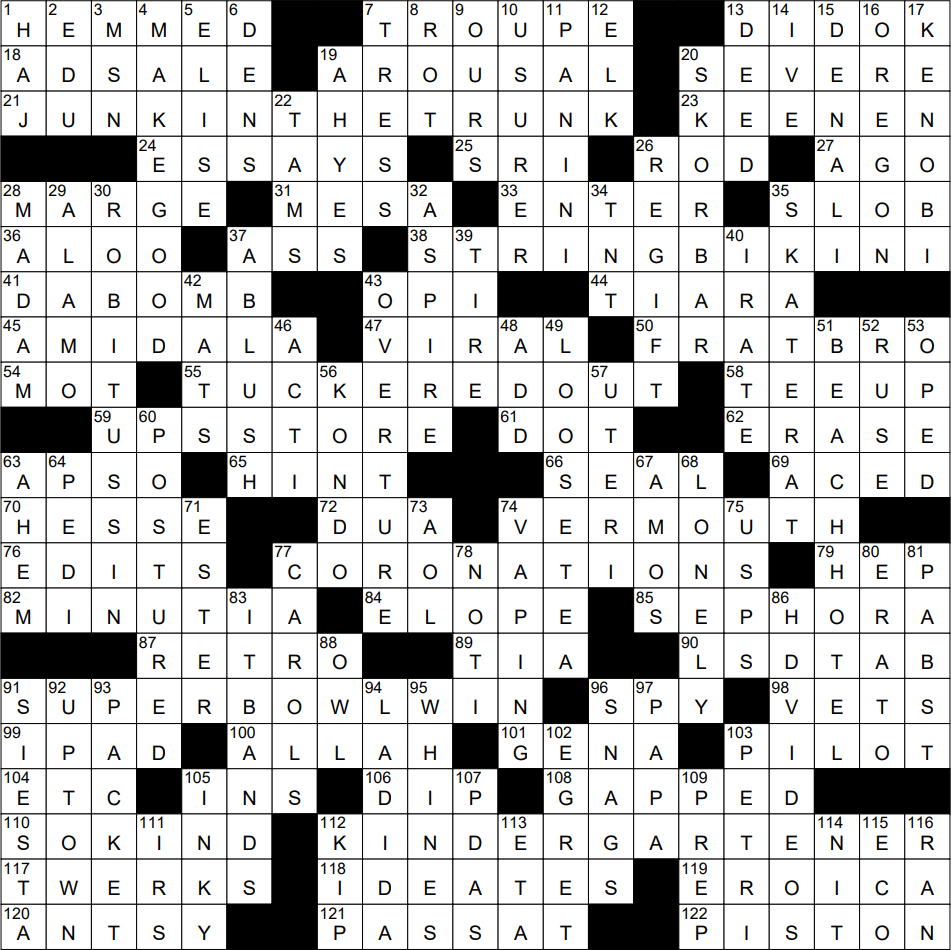 1105-23 NY Times Crossword 5 Nov 23, Sunday 