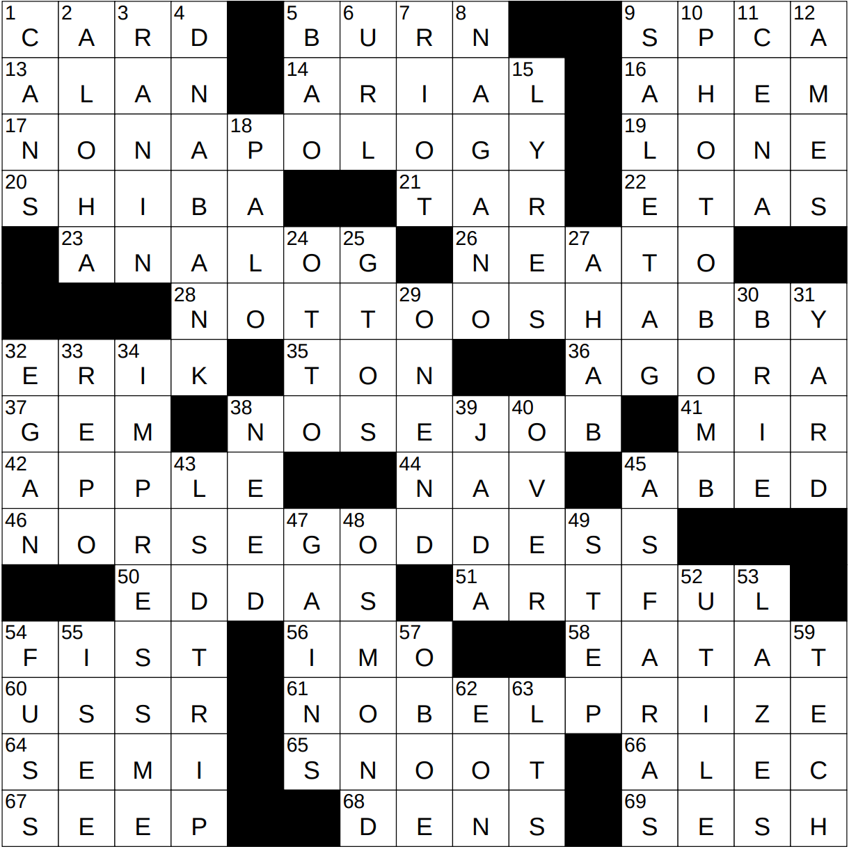 Crossword: Wednesday, November 15, 2023